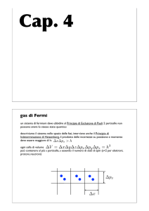 gas di Fermi ∆V = ∆x∆y∆z∆px∆py∆pz = h ∆x