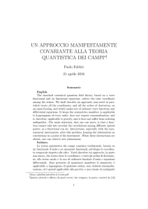 un approccio manifestamente covariante alla teoria quantistica dei