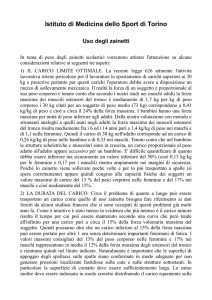 Istituto di Medicina dello Sport di Torino Uso degli zainetti