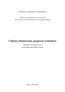 Cultura, democrazia, progresso economico