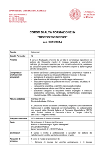 CORSO DI ALTA FORMAZIONE IN “DISPOSITIVI MEDICI” a.a. 2013