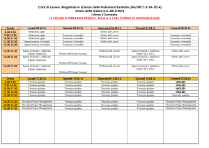 Calendario delle attività didattiche Orario 1° anno II° Semestre 2015