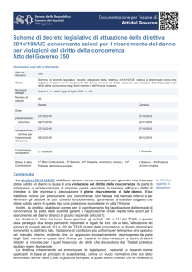 Schema di decreto legislativo di attuazione della direttiva 2014/104