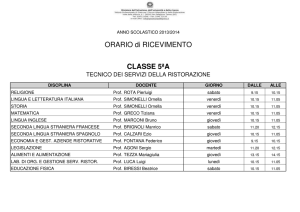 ORARIO di RICEVIMENTO CLASSE 5ªA