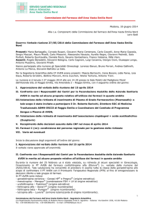 Commissione del Farmaco dell`Area Vasta Emilia Nord Modena, 18