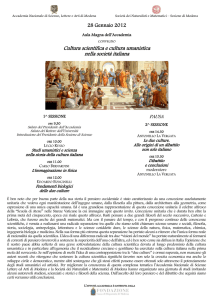 Cultura scientifica e cultura umanistica nella società italiana
