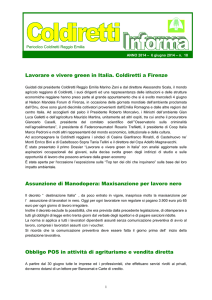 Lavorare e vivere green in Italia. Coldiretti a Firenze Assunzione di