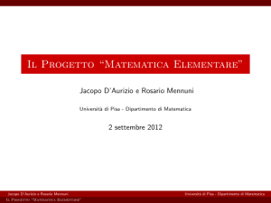 Il Progetto “Matematica Elementare”