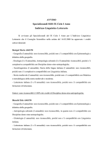 RICONOSCIMENTO Crediti SSIS IX ciclo LINGUISTICO LETTERARIO