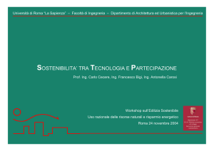 SOSTENIBILITA` TRA TECNOLOGIA E PARTECIPAZIONE