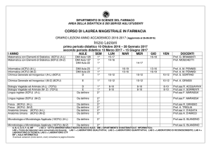 Orario delle lezioni - Dipartimento di Scienze del Farmaco