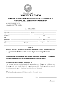 Modulo AMMISSIONE Antropologia e Odontologia Forense 15-16
