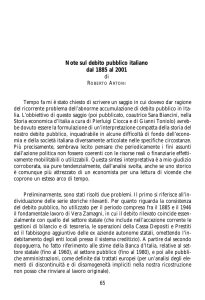 Note sul debito pubblico italiano dal 1885 al 2001