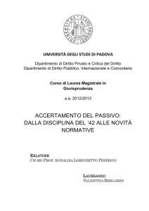 ACCERTAMENTO DEL PASSIVO: DALLA DISCIPLINA DEL `42