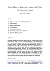 Manifesto Laurea Magistrale Interateneo in Fisica a.a. 2015/16