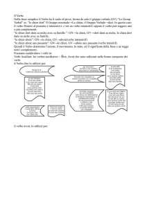 Il Verbo Nella frase semplice il Verbo ha il ruolo di pivot, forma da