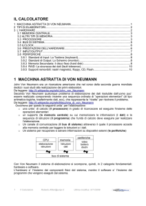 IL CALCOLATORE 1 MACCHINA ASTRATTA DI VON NEUMANN