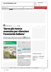 `Serve più ricerca avanzata per rilanciare l`economia italiana`