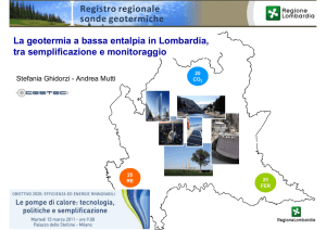 La geotermia a bassa entalpia in Lombardia Promuovere l