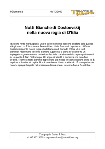 Notti Bianche di Dostoevskij nella nuova regia di D`Elia
