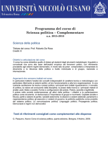 Programma del corso di Scienza politica – Complementare