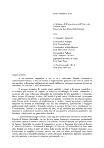 lettera indirizzata al Ministro On. Mariastella Gelmini