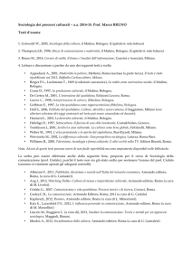 Sociologia dei processi culturali – aa 2014-15. Prof