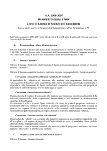 Corso di Laurea in Scienze dell`Educazione