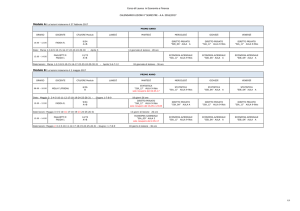 Calendario lezioni II Semestre