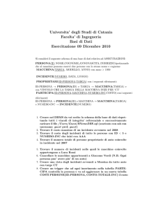 Universita` degli Studi di Catania Facolta` di Ingegneria Basi di Dati
