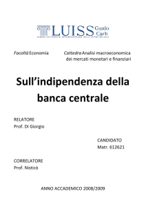 Sull`indipendenza della banca centrale
