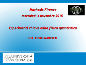 Mathesis Firenze Esperimenti chiave della fisica quantistica