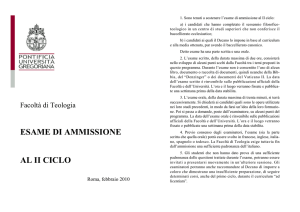 Esame di ammissione al II ciclo - Pontificia Università Gregoriana