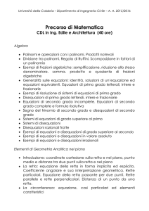 Precorso di Matematica - Dipartimento di Ingegneria Civile