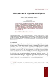 Hilary Putnam: un suggeritore inconsapevole