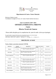 OFFERTA FORMATIVA TRIENNI Canto Musica Vocale da Camera