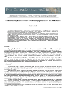 (Buonconvento – SI): le campagne di scavo dal 2009