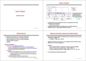 Input / Output Input e Output Performance Misure di banda e tempi di