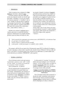 TEORIA CINETICA DEL CALORE PREMESSA TEORIA CINETICA