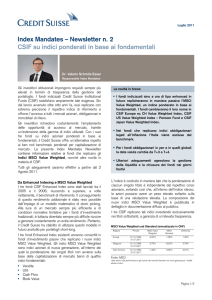 Index Mandates – Newsletter n. 2 CSIF su indici