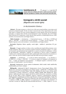 Immigrati e diritti sociali (Migrants and social rights)