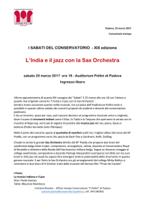 L`India e il jazz con la Sax Orchestra