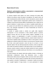Maria Giulia Di Carlo. Abstract: partecipazione politica, associazioni
