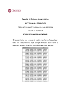 Facoltà di Scienze Umanistiche AVVISO AGLI STUDENTI