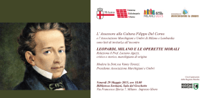L` Assessore alla Cultura Filippo Del Corno LEOPARDI, MILANO E