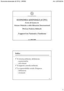 Il sistema ambiente: definizione - Dipartimento di Giurisprudenza