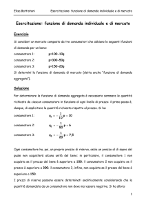 Esercitazione: funzione di domanda individuale e di mercato