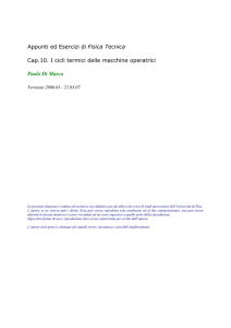 Appunti ed Esercizi di Fisica Tecnica Cap.10. I cicli termici delle