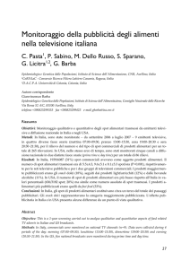 Monitoraggio della pubblicità degli alimenti nella televisione italiana