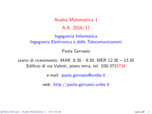 Analisi Matematica 1 AA 2016/17 - Paola Gervasio